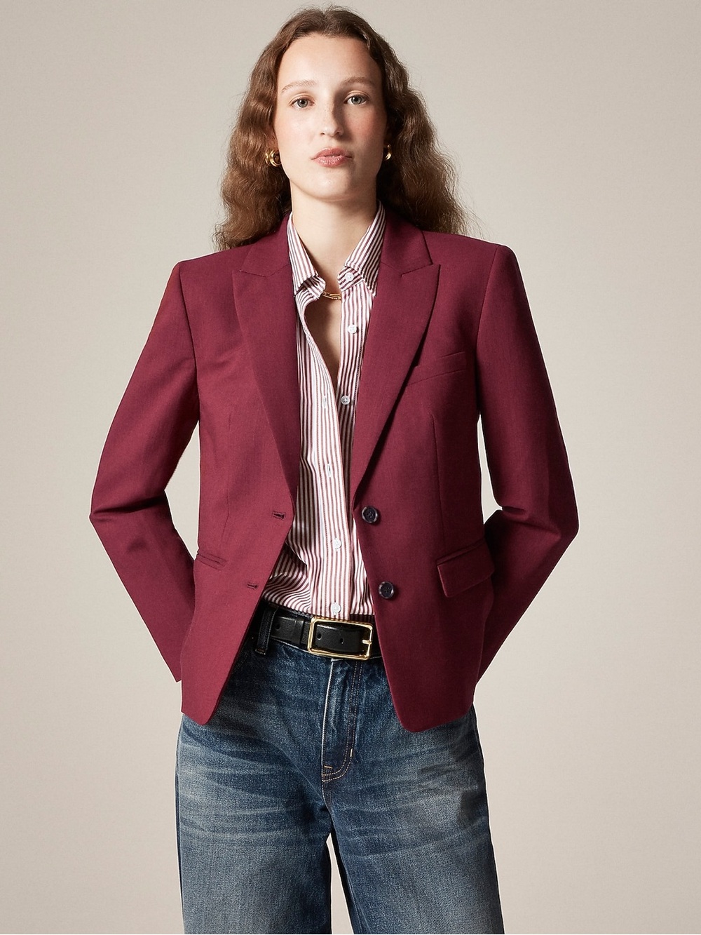 J Crew Burgundy Blazer Jacket - Classic Tailored Fit LARGE